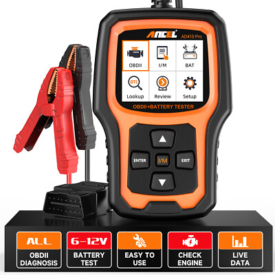 ANCEL AD410 PRO OBD2 Scanner & 6V/12V Battery Load Tester Car Diagnostic Tool