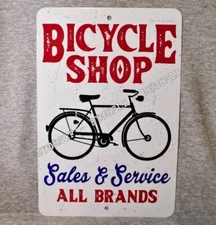 Metal Sign BICYCLE SHOP bike bikes cyclery vintage sales cycle dealer service