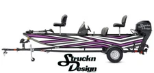 Purple Black Zig-Zag Style White Fishing Boat Wrap Abstract Fish Decal US Vinyl