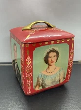 QUEEN ELIZABETH II DUKE OF EDINBURGH Edward Sharp and Sons Tin Can 6" Tall