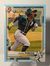 2021 Bowman Draft Base Sky Blue #BD-65 Pedro Pineda (ser#021/499) - Oakland A's