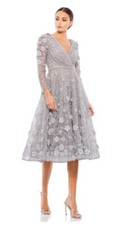 MAC DUGGAL FLORAL EMBELLISHED LACE A-LINE COCKTAIL DRESS STERLING SIZE 8 $538