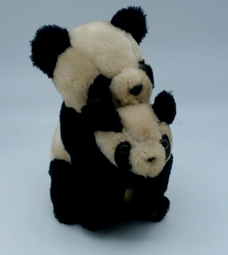 Vintage Jerry SCHULTZ MAMA UND BABY PANDA 7 Zoll Panda Bär Plüschtier