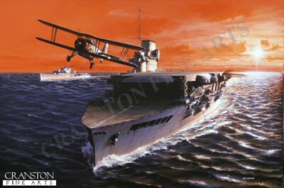 Seekunst Postkarte Royal Navy Flugzeugträger HMS Glorious swordfish torpedo b