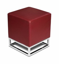 Bauhaus Leather Ottoman Footstool Wine Red, Black, Brown, Cowhide