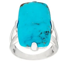 QVC  Kingman Turquoise Sterling Silver Bold Elongated Cushion Ring Size 9