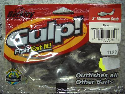 Berkley Gulp, Minnow Grub, 5 cm, schwarz, 20 Stück Kunstköder Gummiköder