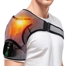 Shoulder Heating Pad with Massage, Cordless Heated Shoulder Wrap for Pain Rel...