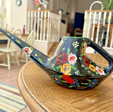 Vintage Bargeware Watering Can Canal Boat Folk Art Floral Art Hand Painted