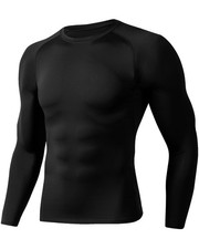 Compression Shirts for Men - Long Sleeve Black Workout Base Layer Athletic Gym T