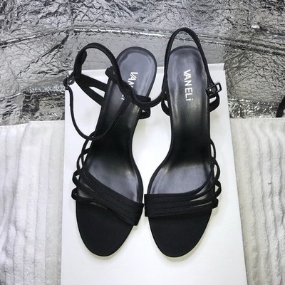 Vaneli Black Strappy Cone Heels Ankle Strap Open Toe Buckle Women Size 10