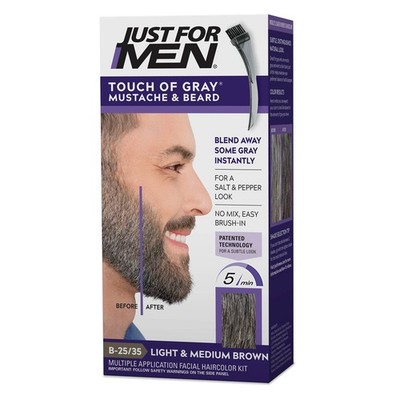 Just For Men Touch of Gray Mustache & 1 Count (Pack 1), Light-Medium Brown 