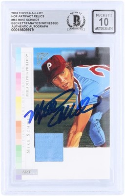 Mike Schmidt Phillies Signed 2003 Topps Gallery HOF Artifact #AR MS BAS 10 Card