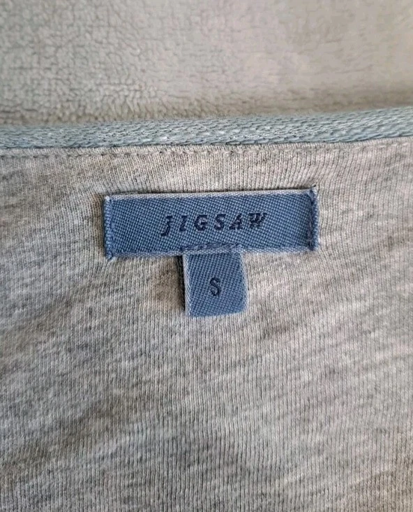 Jigsaw Sweatshirt Top Blue Colorblock Lined Long Sleeve Patchwork Boho Small - Image 2 of 4