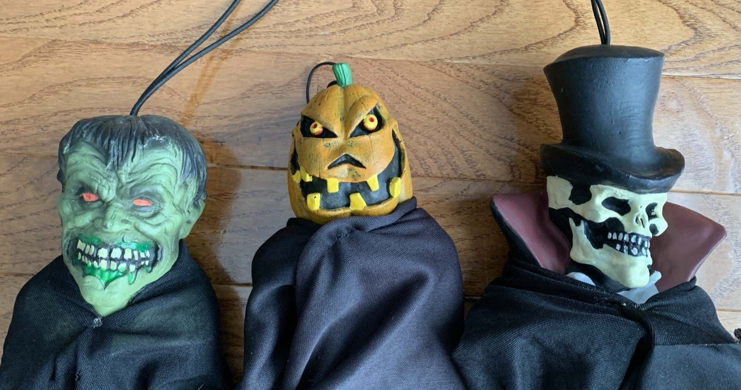 Lot Of 3 Paper Magic Group Halloween Hanging Props Jack-O-Lantern Skeleton Ghoul