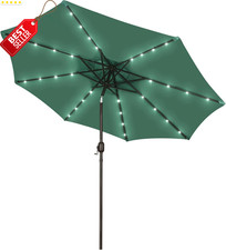 9Ft Solar Patio Umbrella Outdoor Market Table 32 LED Lights Seaglass US