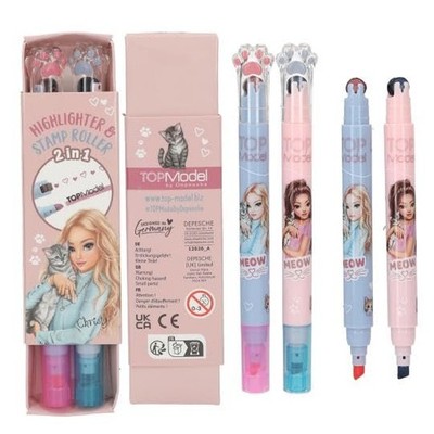 Depesche TOPModel 2-in-1 Textmarker Stempelroller Neonmarker für Schule