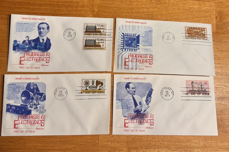 SET 4 FIRST DAY ISSUE COVER 6 CENT SPACE RACE PROGRESS ELECTRONICS FDC USPS 1973