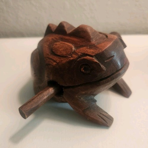 Zeavola Boutique Wooden Frog Guiro Percussion Instrument w/ Scraper Stick, 2pc