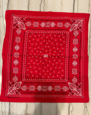 Vintage 70s Fast Color Bandana Red Paisley All Cotton RN16429 USA 20  x21  