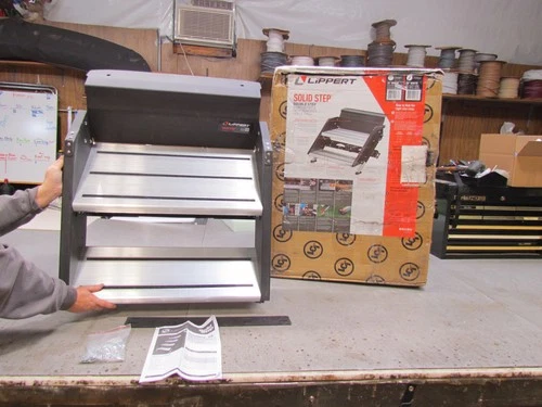 LIPPERT 733932 SOLID MANUAL FOLD UP ENTRY DOUBLE STEP 29" - 35 1/2" RV CAMPER