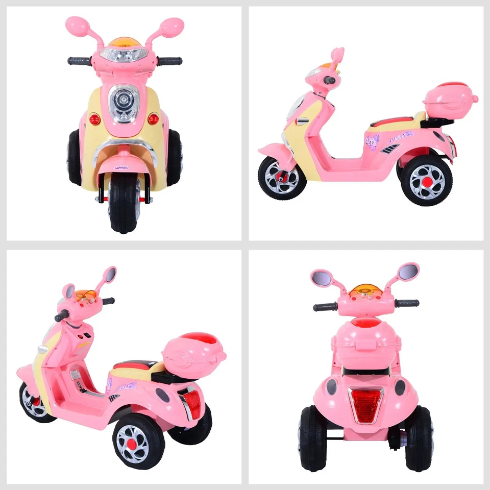 HOMCOM Electric Ride on Toy Car Kids Motorbike Battery Girls Pink 6V Bike - Image 3 of 4