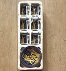 Royal Porcelain Sculpture Egyptian 12pc demitasse Set Blue/Gold