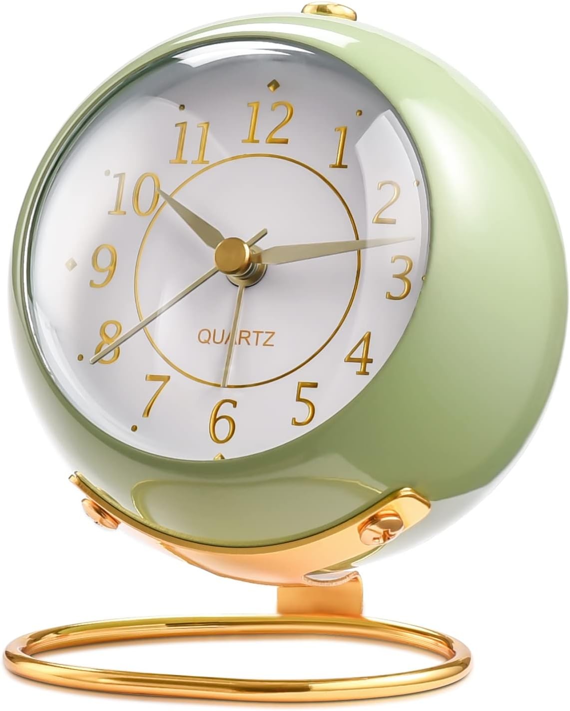 Analog Alarm Clocks,Retro Backlight Cute Simple Design Small Desk Clock Green