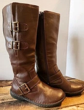 Womans BOC Boots Brown Buckles Zip Ups Boho Hippie