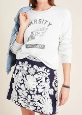 ANTHROPOLOGIE T.La WOMEN'S HEATHER GRAY KIMBERLY RAGLAN SWEATSHIRT TOP Sz L