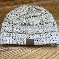 C.C Exclusives Women's Basic Soft Ribbed Cable Knit Beanie Hat Oatmeal Speckled