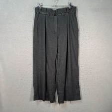 Vintage Armani Collezioni Womens Gray Wool Wide-Leg Trousers Made In Italy