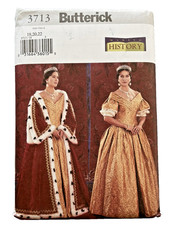 Butterick 3713 Queen Dress Costume Pattern Princess Seams 19th Century 18 20 22