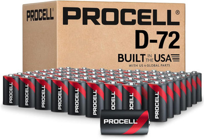 PROCELL D Cell Long-Lasting Alkaline Batteries (72 Pack) Built in the USA, 10-Ye