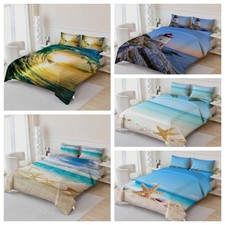 3D Beach Seashell Lighthouse Wave Quilt Cover Duvet Cover Comforter set