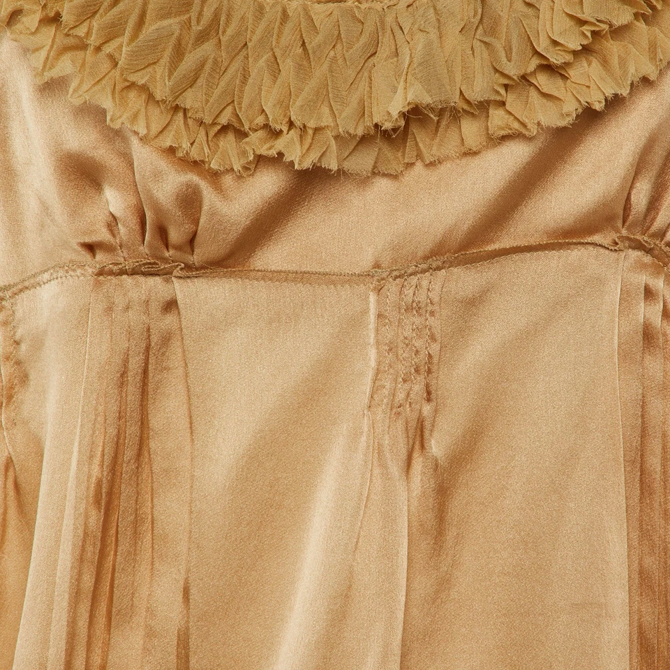 Prada Beige Silk Satin Ruffled Top L - Image 3 of 4