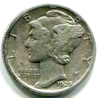 1929-D SILVER MERCURY DIME ! Better Date !! Full Fasces !!