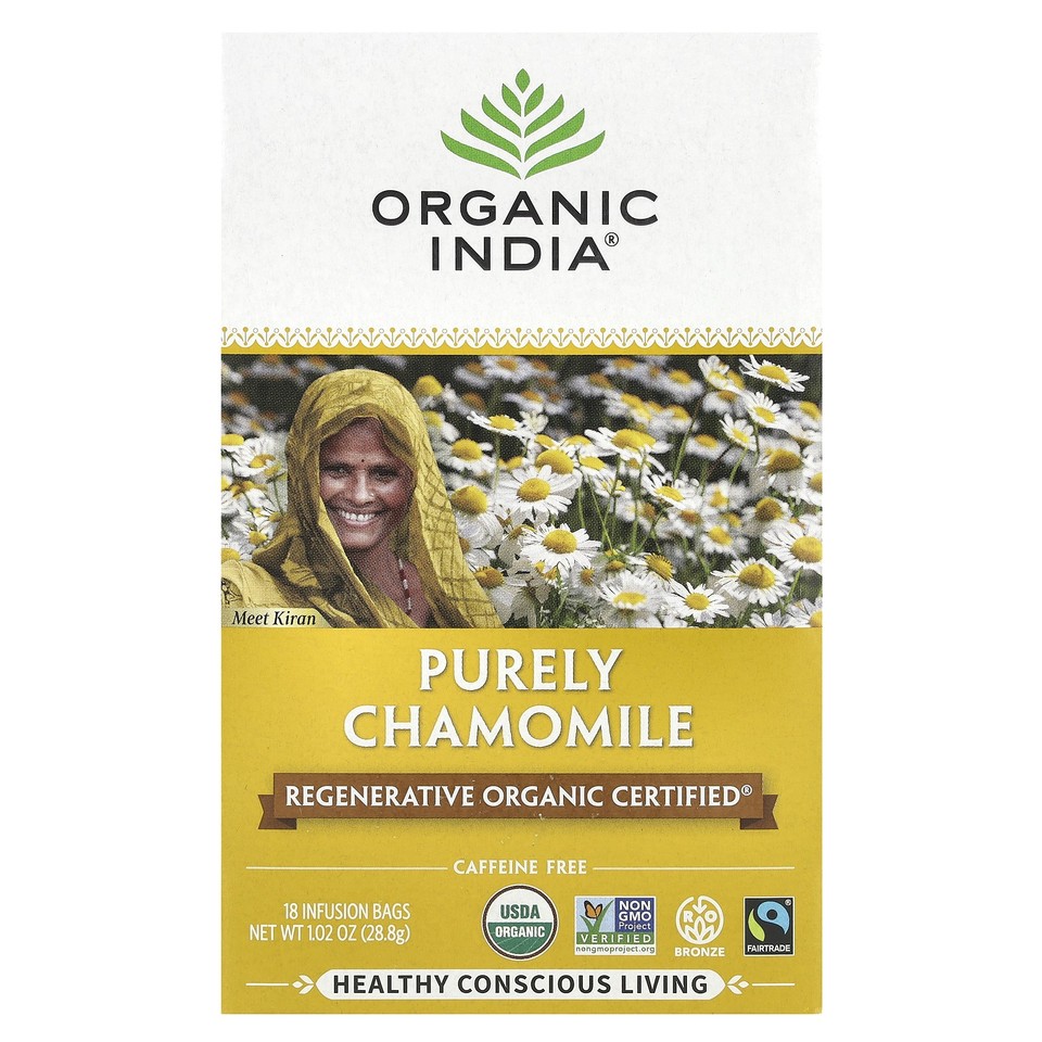 Purely Chamomile Tea, Caffeine Free, 18 Infusion Bags, 1.02 oz (28.8 g)