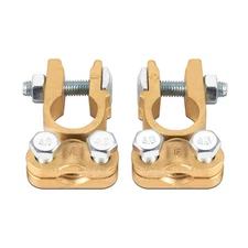 Battery Terminals Connectors Clamps Brass Positive & Negative Top Post Batter...