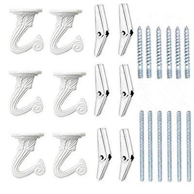 LIFEUNITE 6 Sets White Ceiling Hooks for Hanging Plant, Heavy 6 sets, A-White