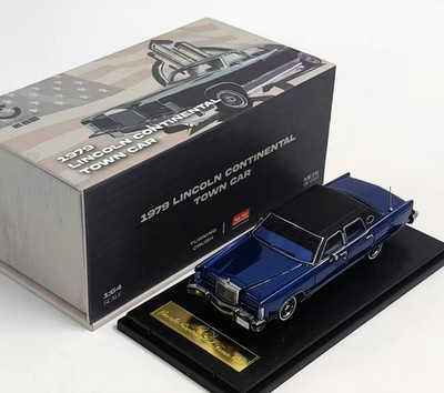 Turning Crush Sunstar 1/64 Lincoln Continental Town Car 1979 Blue Diecast Model