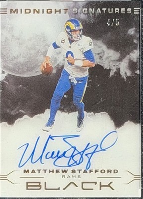 Matthew Stafford 2022 Panini Black #MS-MST Midnight Signatures Gold Auto /5