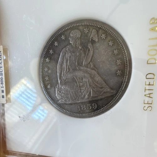 1859 Seated Liberty Silver Dollar Proof 63 Premium Swiss America Certified