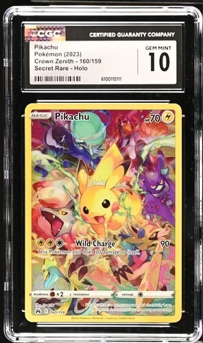 2023 Pokemon Crown Zenith Pikachu Secret Rare Holo #160/159 CGC 10