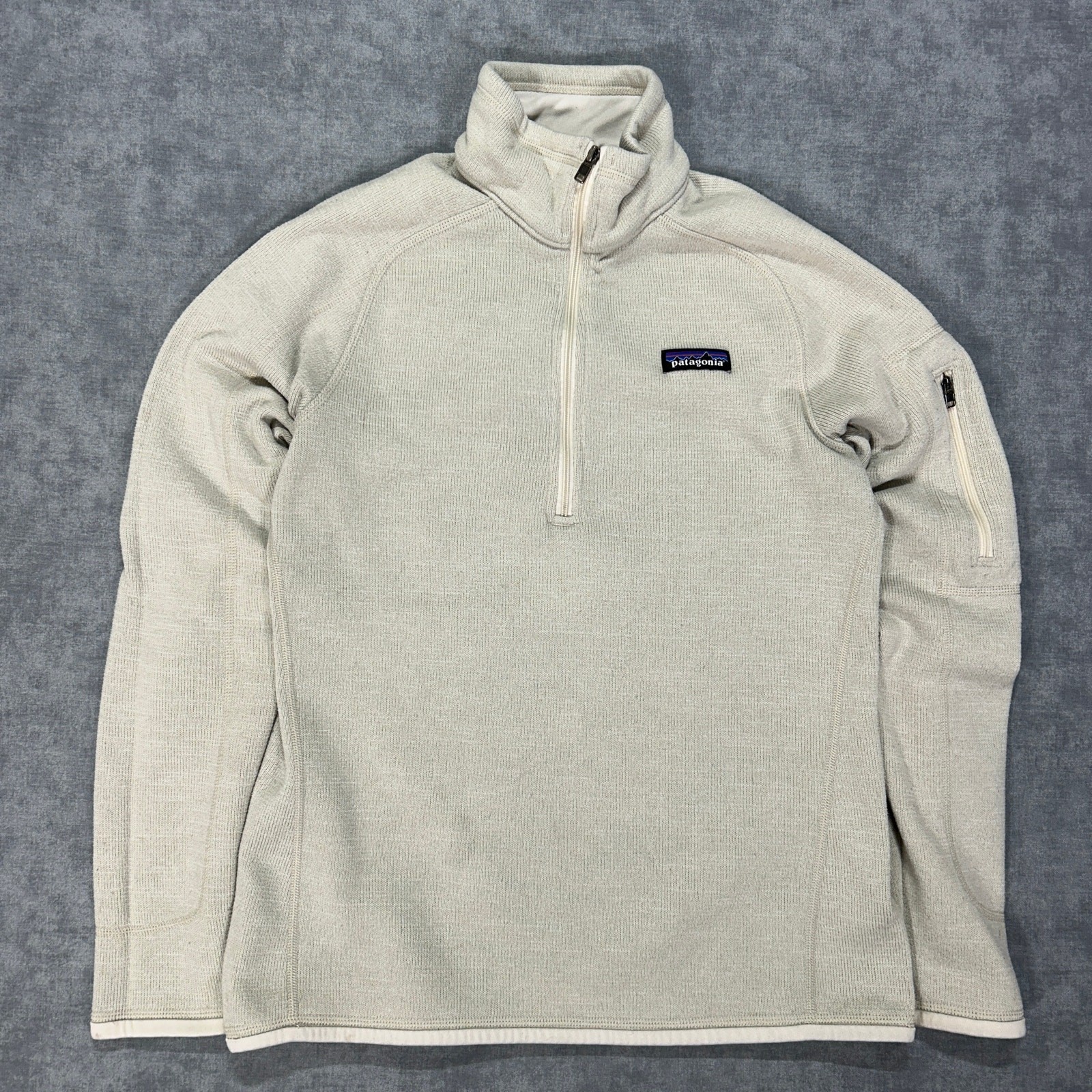 Patagonia Better Sweater cream color outdoors casual 1/4 zip fleece womens M
