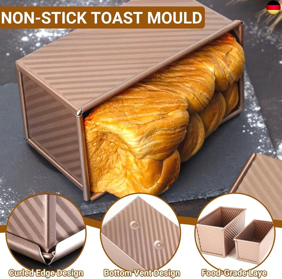 RMIVEGLIA 2 Stück Brotbackform mit Deckel ? Antihaft Toastbrot Backform mit - Bild 3 von 4