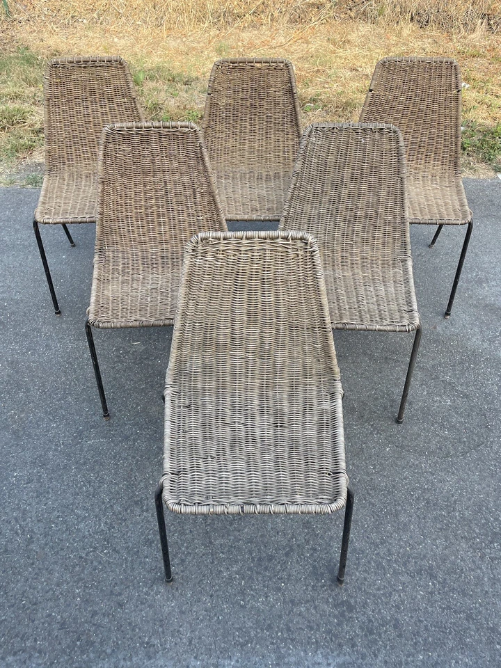 Série de 6 Chaise Rotin Campo e Graffi Disegno Graffi Home 1950 Design Vintage - Photo 3/4