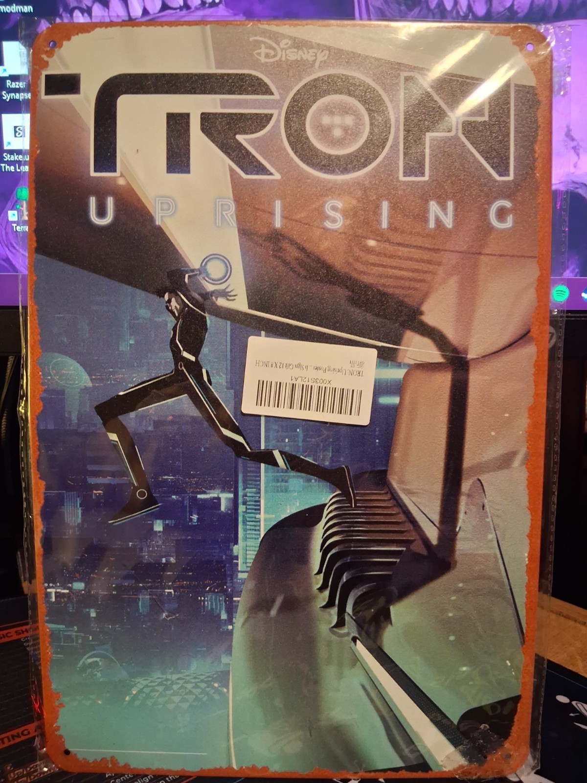 Tron Uprising Disney Film Art Tin Metal Wall Sign Decor man Cave 12x8In