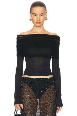 Christopher Esber Sonora Veiled Long Sleeve Top in Black US 2 NWT $650
