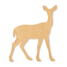 Doe Wood Cutout Craft Blank, Unfinished Baltic Birch DIY Shape for Crafts